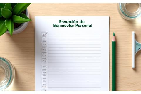 Checklist de Evaluación de Bienestar Personal con un lápiz.