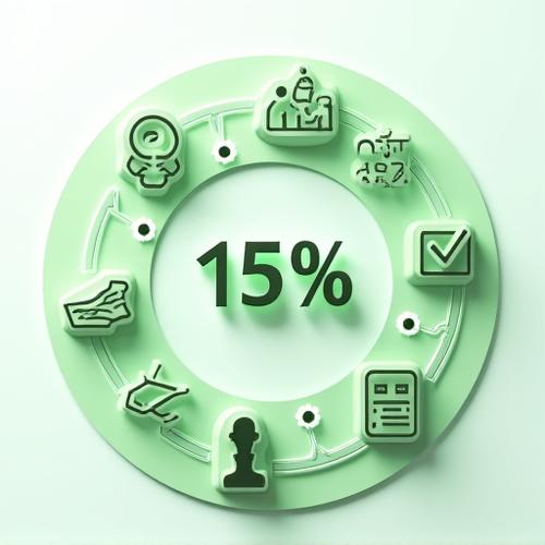 Un gráfico circular o infografía que visualiza el proceso de selección de Vitales Mañana, destacando los seis pasos con iconos claros y un 15% restante de productos aprobados, en vibrantes colores.