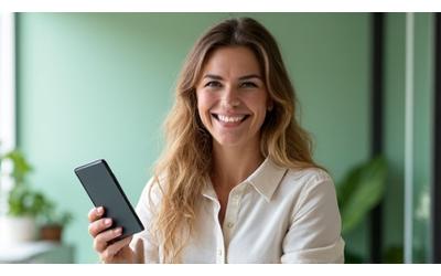 Una joven profesional de Vitales Mañana sonriendo al teléfono, en un ambiente acogedor, simbolizando el primer contacto.