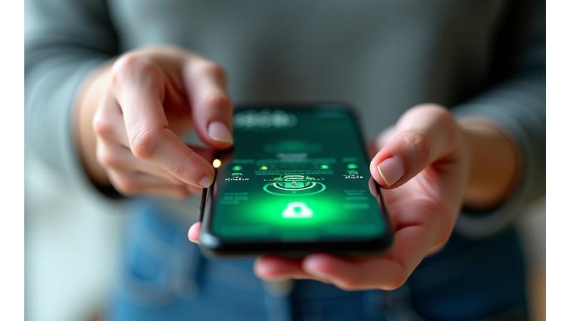 Persona realizando un pago online con una tarjeta de crédito y un smartphone, con símbolos de seguridad.